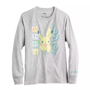 Boys Pokemon Pikachu, Charmander & Squirtle Long Sleeve Graphic L, XL NWT
